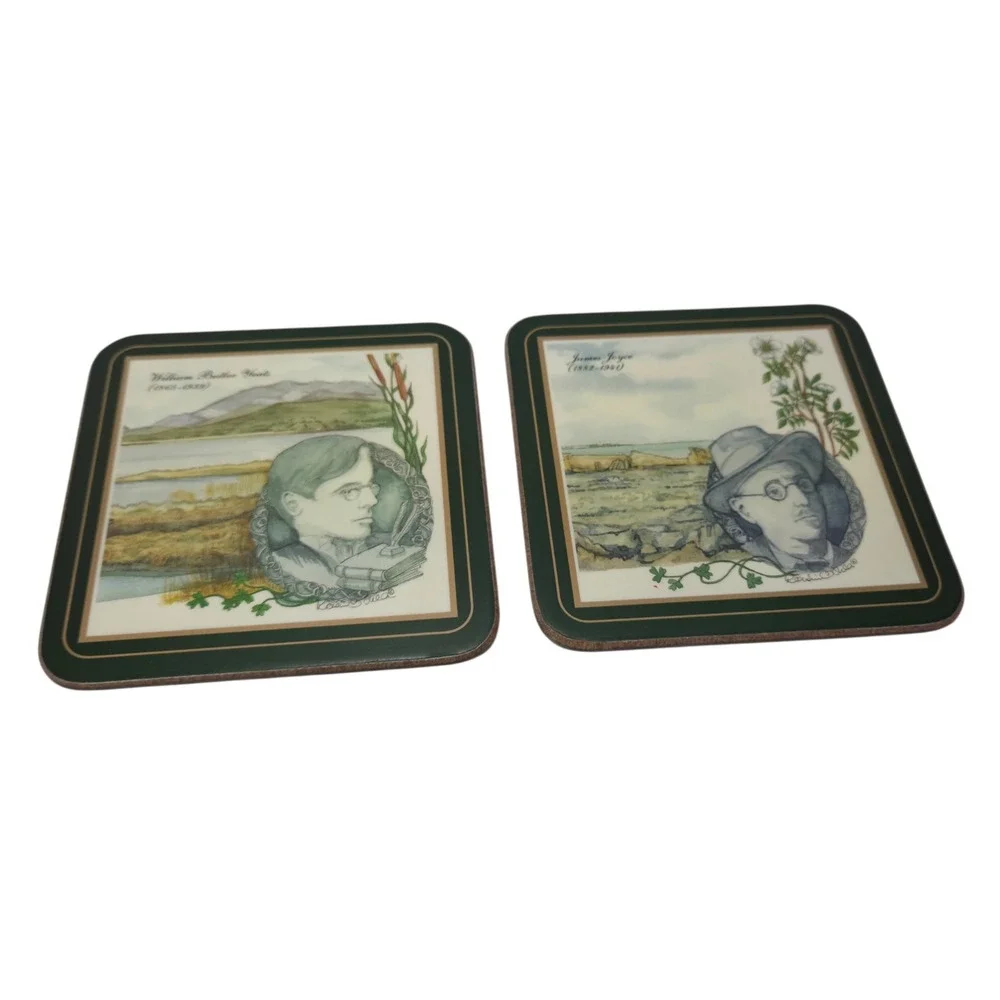 Pimpernel Irish Heritage Collection Coasters Set of 6 Irish Writers Cork Backed